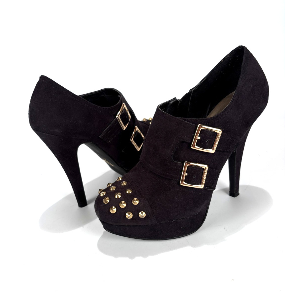 Guess Black Suede Studded Ankle Booties Stiletto Heel Party Women's Size 7.5M